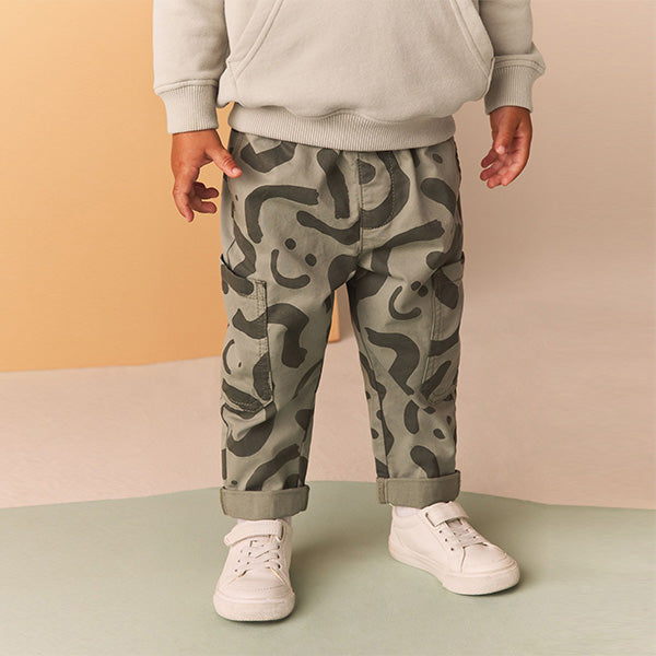 Green Print Side Pocket Pull On Trousers (3mths-6yrs)
