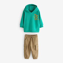 Load image into Gallery viewer, Green/Tan Utility Hoodie and Carpenter Joggers Set (3mths-6yrs)
