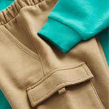 Load image into Gallery viewer, Green/Tan Utility Hoodie and Carpenter Joggers Set (3mths-6yrs)
