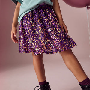 Purple Sequin Pull On Skirt (3-12yrs)