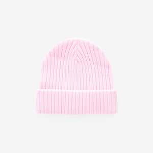 Pink Rib Beanie Hat (3-13yrs)