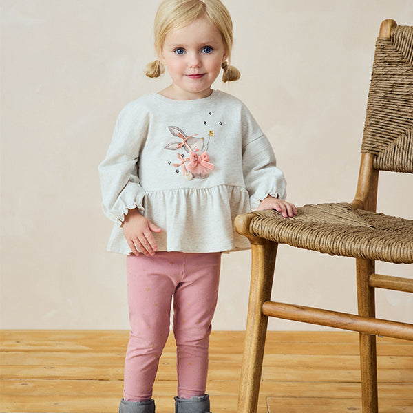 Pink Bunny Peplum 100% Cotton Top and Leggings Set (9mths-6yrs)