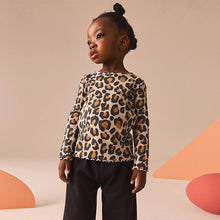 Load image into Gallery viewer, Animal Leopard Print T-Shirt Cotton Rich Long Sleeve Rib T-Shirt (3mths-6yrs)
