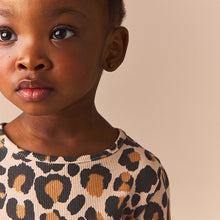 Load image into Gallery viewer, Animal Leopard Print T-Shirt Cotton Rich Long Sleeve Rib T-Shirt (3mths-6yrs)
