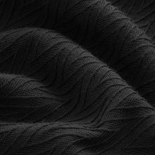 Load image into Gallery viewer, Black Zigzag Cuban Collar Textured Jersey Short Sleeve 100% Cotton Shirt
