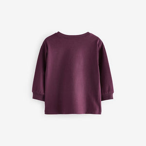 Purple 100% Cotton Long Sleeve Appliqué Bow Top (6mths-4yrs)