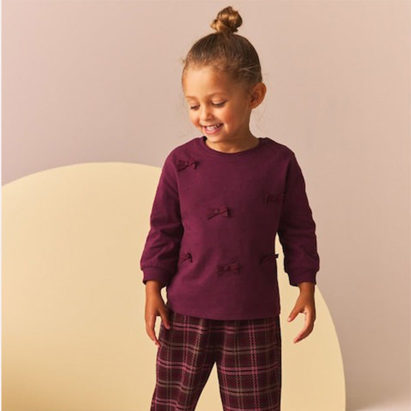 Purple 100% Cotton Long Sleeve Appliqué Bow Top (6mths-4yrs)