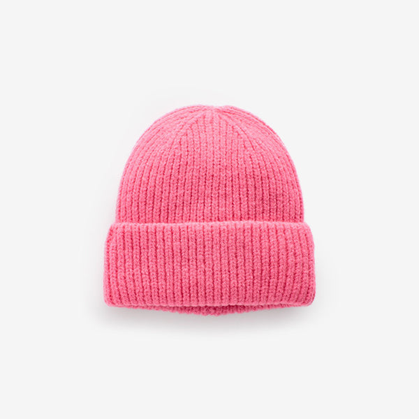 Bright Pink Chunky Rib Beanie Hat (1-10yrs)