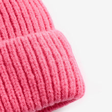Load image into Gallery viewer, Bright Pink Chunky Rib Beanie Hat (1-10yrs)
