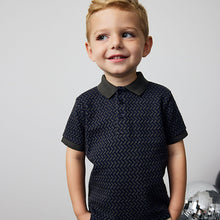 Load image into Gallery viewer, Charcoal Grey Short Sleeve Textured Polo Shirt (3mths-6yrs)
