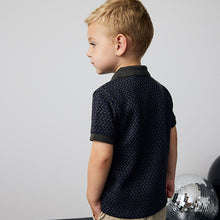 Load image into Gallery viewer, Charcoal Grey Short Sleeve Textured Polo Shirt (3mths-6yrs)
