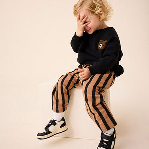 Brown/Black 100% Cotton Stripe Jersey Joggers (3mths-6yrs)