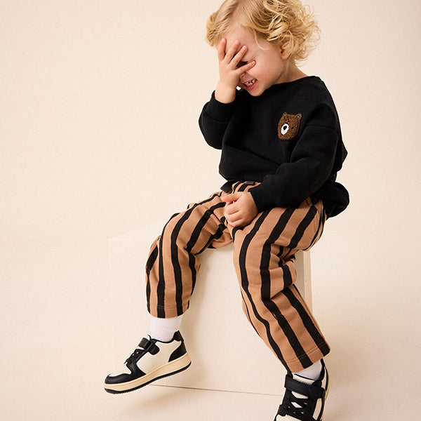 Brown/Black 100% Cotton Stripe Jersey Joggers (3mths-6yrs)