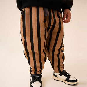 Brown/Black 100% Cotton Stripe Jersey Joggers (3mths-6yrs)