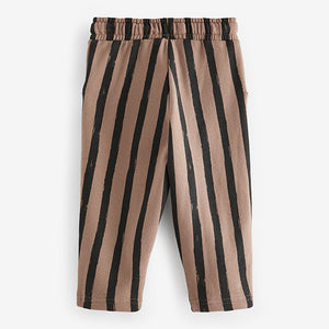 Brown/Black 100% Cotton Stripe Jersey Joggers (3mths-6yrs)