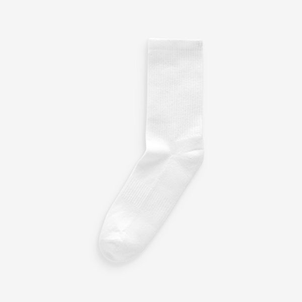 White Cushion Sole Ribbed Sport Ankle Socks 3 Pack With Arch Support