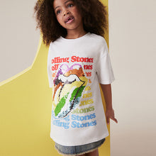Load image into Gallery viewer, Ecru White Oversized Rolling Stones 100% Cotton T-Shirt (3-12yrs)
