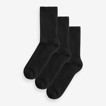 Load image into Gallery viewer, Black Cushion Sole Ribbed Sport Ankle With Arch Support Socks 3 Pack
