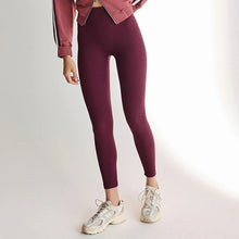 Load image into Gallery viewer, Wine Red Ribbed Seamless High Waist Leggings
