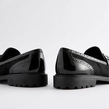 Load image into Gallery viewer, Black Mix Standard/Wide Fit Forever Comfort® Tassel Detail Cleated Chunky Loafer Shoes

