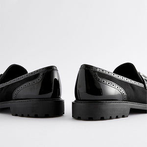 Black Mix Standard/Wide Fit Forever Comfort® Tassel Detail Cleated Chunky Loafer Shoes