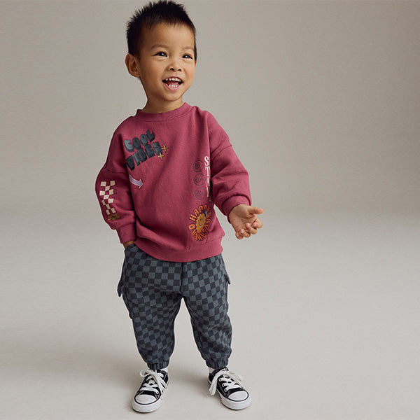 Burgundy Red Backprint 100% Cotton Sweatshirt and Joggers Set