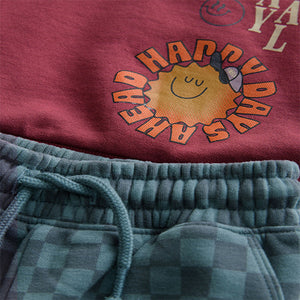 Burgundy Red Backprint 100% Cotton Sweatshirt and Joggers Set
