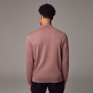 Pink Blush Regular Fit Knitted Long Sleeve Polo Shirt