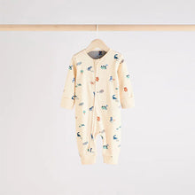Load image into Gallery viewer, Teal Blue Baby Printed Zip Sleepsuits 3 Pack
