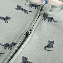 Load image into Gallery viewer, Teal Blue Baby Printed Zip Sleepsuits 3 Pack
