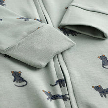 Load image into Gallery viewer, Teal Blue Baby Printed Zip Sleepsuits 3 Pack

