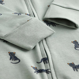 Teal Blue Baby Printed Zip Sleepsuits 3 Pack