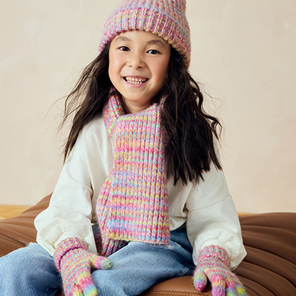 Multi Rainbow Hat Gloves And Scarf Set (3-13yrs)