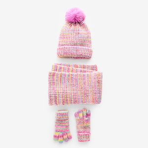 Multi Rainbow Hat Gloves And Scarf Set (3-13yrs)
