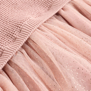 Dusky Pink Twofer Mesh Baby Dress (0mths-18mths)