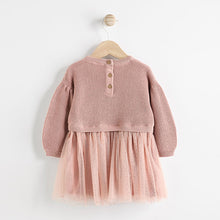 Load image into Gallery viewer, Dusky Pink Twofer Mesh Baby Dress (0mths-18mths)
