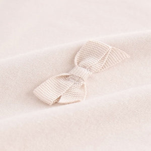 Ecru 100% Cotton Long Sleeve Appliqué Bow Top (3mths-6yrs)