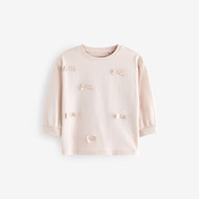 Load image into Gallery viewer, Ecru 100% Cotton Long Sleeve Appliqué Bow Top (3mths-6yrs)
