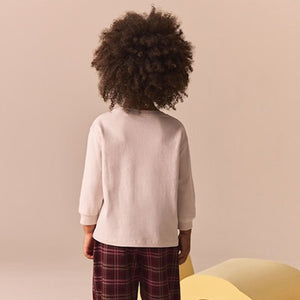 Ecru 100% Cotton Long Sleeve Appliqué Bow Top (3mths-6yrs)