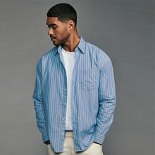 Load image into Gallery viewer, Blue Soft Touch 100% Cotton Long Sleeves Stripe Shirt
