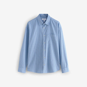 Blue Soft Touch 100% Cotton Long Sleeves Stripe Shirt