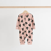 Load image into Gallery viewer, Brown Two Way Zip Baby Footless 100% Cotton Sleepsuits 3 Pack
