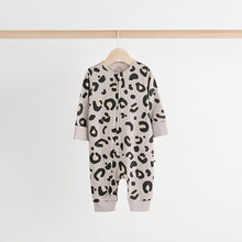 Load image into Gallery viewer, Brown Two Way Zip Baby Footless 100% Cotton Sleepsuits 3 Pack

