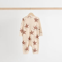 Load image into Gallery viewer, Brown Two Way Zip Baby Footless 100% Cotton Sleepsuits 3 Pack
