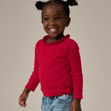 Load image into Gallery viewer, Red 100% Cotton Pointelle Top (3mths-7yrs)
