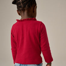 Load image into Gallery viewer, Red 100% Cotton Pointelle Top (3mths-7yrs)
