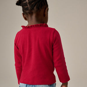 Red 100% Cotton Pointelle Top (3mths-7yrs)