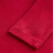 Load image into Gallery viewer, Red 100% Cotton Pointelle Top (3mths-7yrs)
