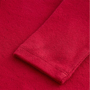 Red 100% Cotton Pointelle Top (3mths-7yrs)