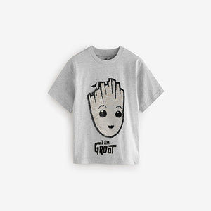 Grey Flip Sequin Licensed Groot T-Shirt